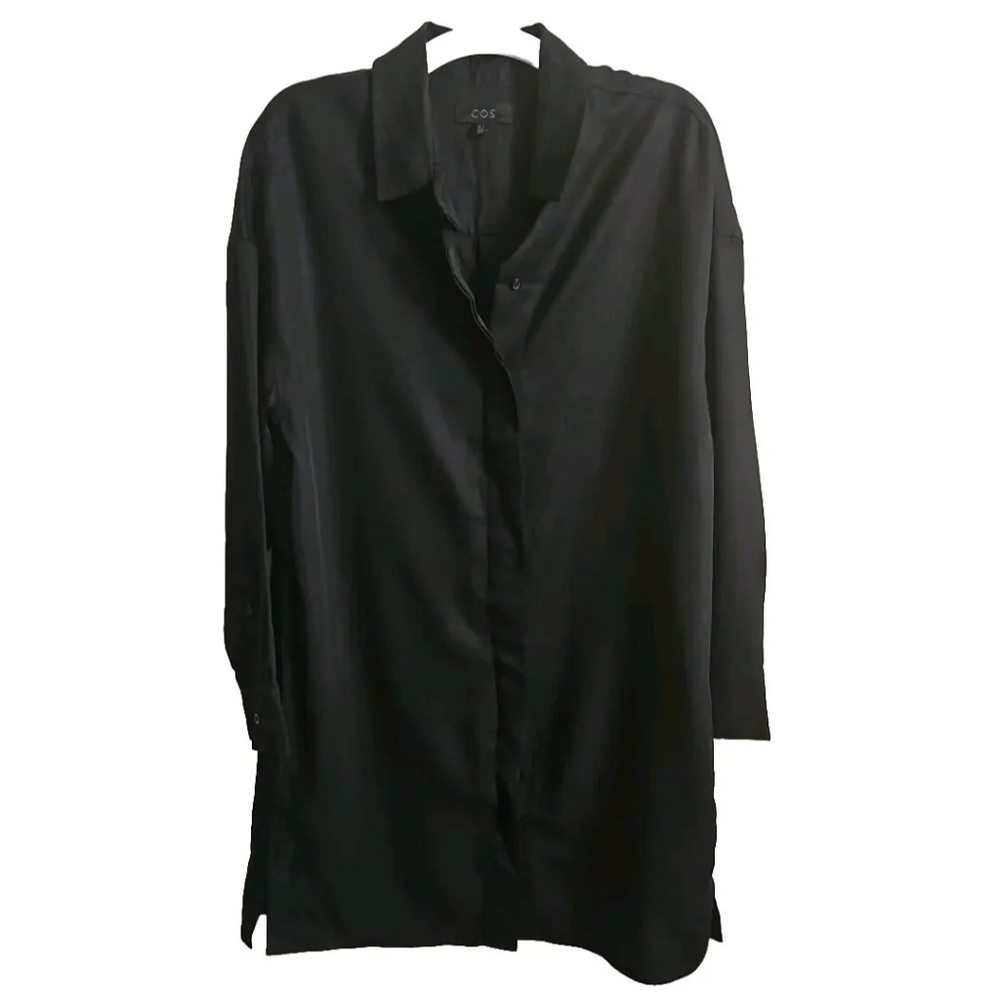 Cos Black Collared Shirt Loose Fit Dress size 2